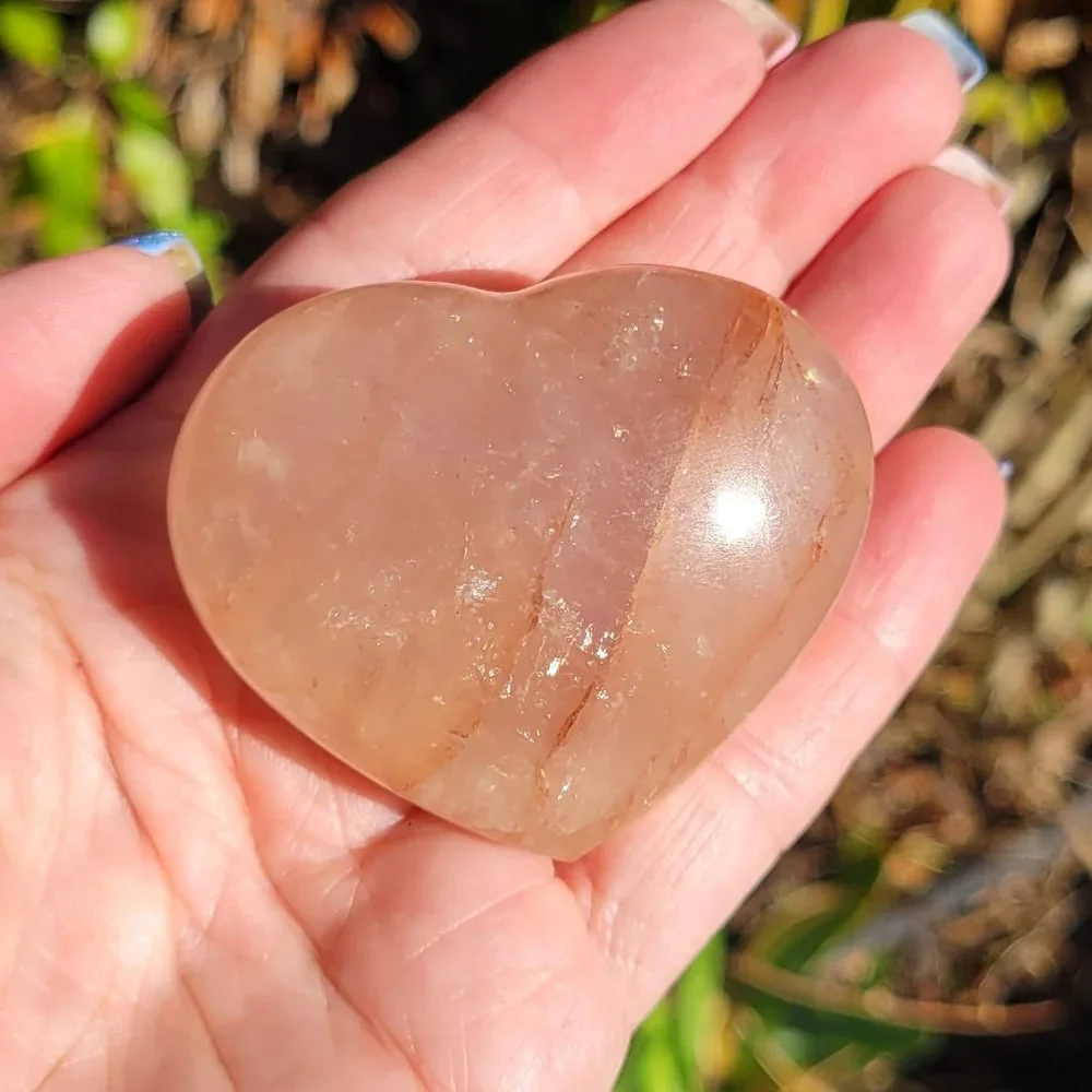 Fire Quartz Red Hematite in Quartz Crystal Hearts